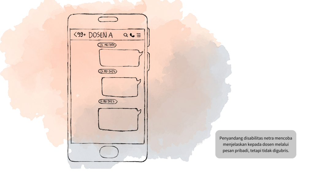 ILUSTRASI MAHASISWA NETRA MEMBERIKAN PESAN PRIBADI TETAPI TIDAK DIBALAS